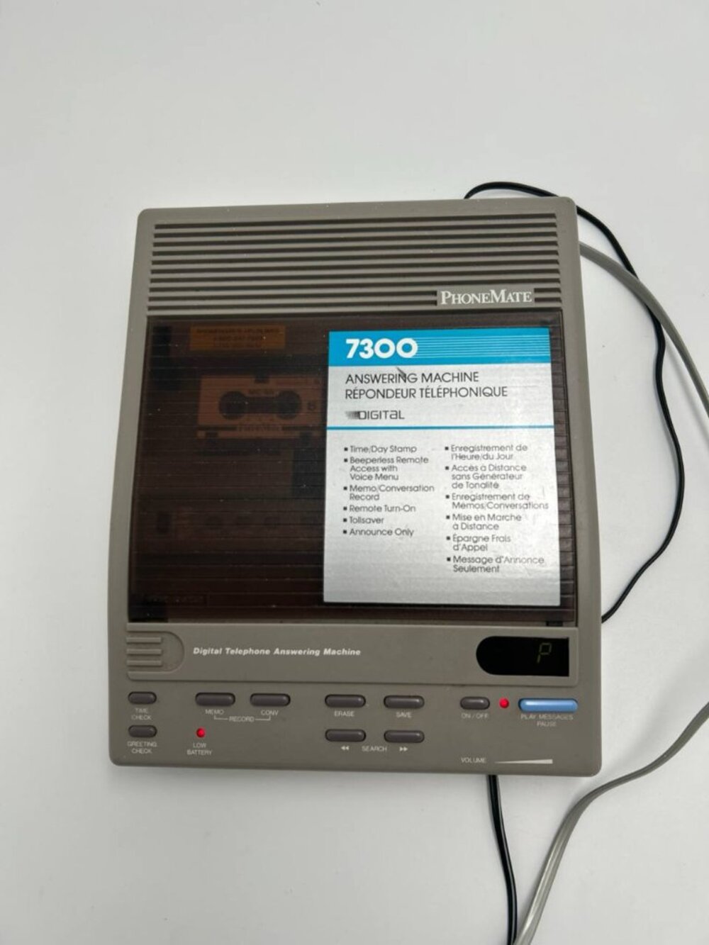 Vintage PhoneMate 7300 Answering Machine Microcassette Tested ☎️